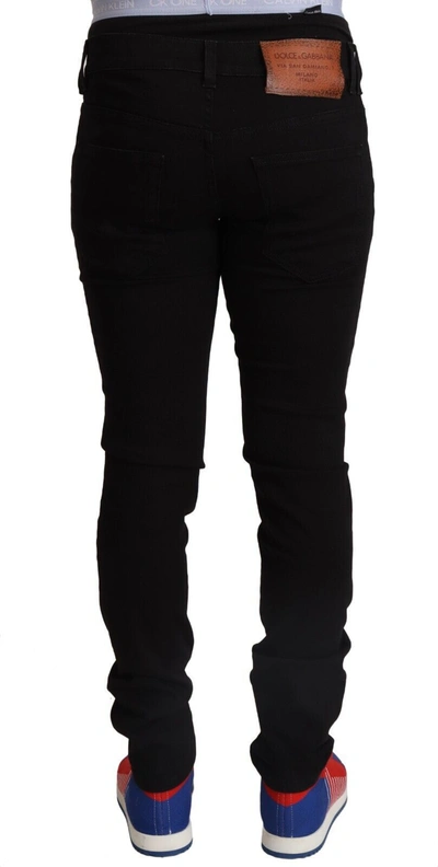 Shop Dolce & Gabbana Elegant Slim Fit Black Denim Men's Jeans