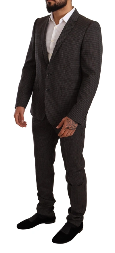 Shop Dolce & Gabbana Elegant Gray Martini Woolen Suit Men's Set In Black