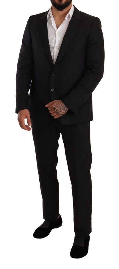 Shop Dolce & Gabbana Elegant Martini Slim Fit Two-piece Men's Suit In Black