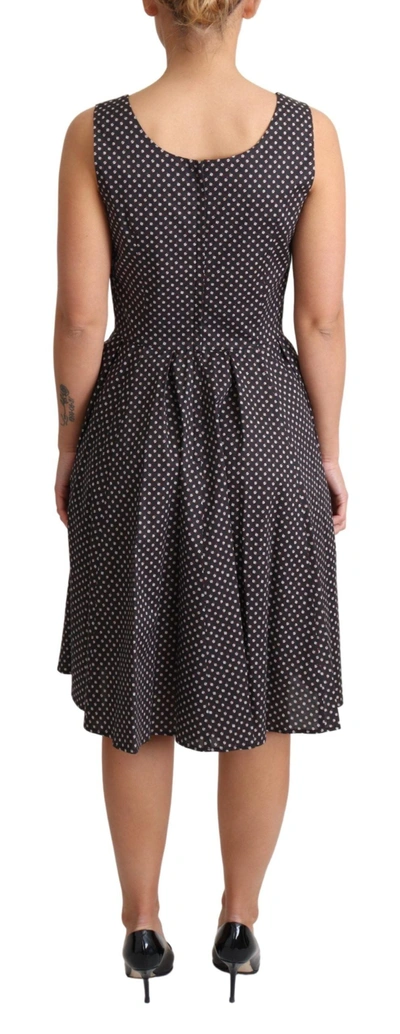 Dolce & Gabbana Black Floral Cotton A-line Stretch Dress In Black