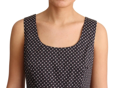 Dolce & Gabbana Black Floral Cotton A-line Stretch Dress In Black