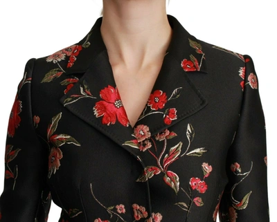 Shop Dolce & Gabbana Elegant Floral Embroidered Trench Women's Coat In Black