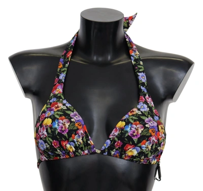 Shop Dolce & Gabbana Chic Floral Printed Bikini Women's Top In Black