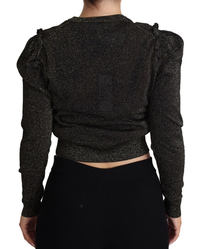 Shop Dolce & Gabbana Elegant Cropped Sweater With Logo Women's Detail In Black