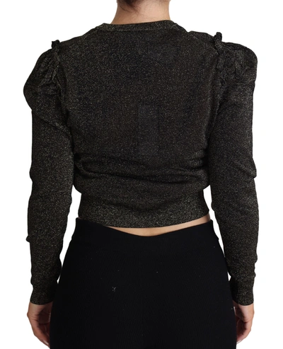 Dolce & Gabbana Black Gold Cropped Women Pullover Sweater In Black