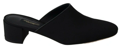 Dolce & Gabbana Black Grosgrain Slides Sandals Women Women's Shoes In Black