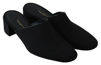 Dolce & Gabbana Black Grosgrain Slides Sandals Women Women's Shoes In Black