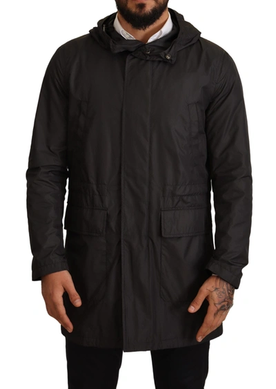 Shop Dolce & Gabbana Chic Hooded Blouson Coat In Timeless Men's Black