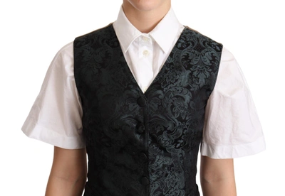 Shop Dolce & Gabbana Black Jacquard Floral Waistcoat Vest Women's Green