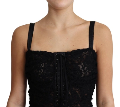 Shop Dolce & Gabbana Elegant Black Lace Bustier Mini Women's Dress