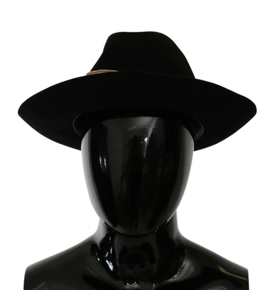 Shop Dolce & Gabbana Elegant Black Lapin Wide Brim Panama Women's Hat