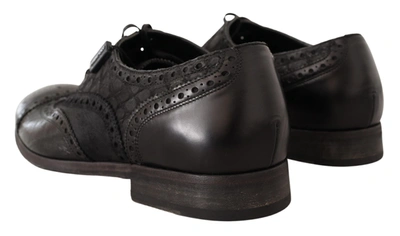 Shop Dolce & Gabbana Exotic Leather Brogue Derby Dress Men's Shoes In Black