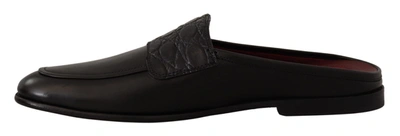 Shop Dolce & Gabbana Exquisite Black &amp; Burgundy Leather Men's Slides