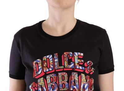 Shop Dolce & Gabbana Chic Black Crew Neck Logo Women's Tee