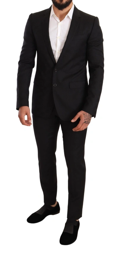 Shop Dolce & Gabbana Elegant Martini Black Wool Men's Suit