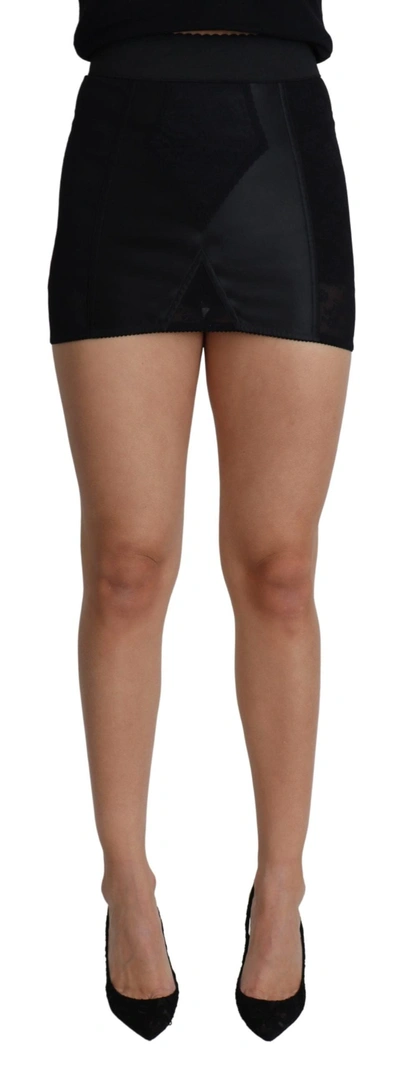 Shop Dolce & Gabbana Black Mini Short Lace Stretch  Women's Skirt