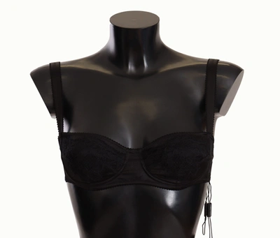 Shop Dolce & Gabbana Sultry Silk Balconette Women's Bra In Black