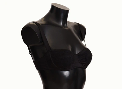 Shop Dolce & Gabbana Sultry Silk Balconette Women's Bra In Black