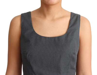Dolce & Gabbana Blue Beige Geometric Cotton A-line Dress In Black