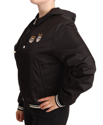 Shop Dolce & Gabbana Elegant Black Bomber Jacket With Women's Hood