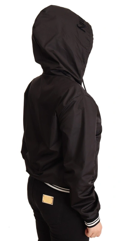 Shop Dolce & Gabbana Elegant Black Bomber Jacket With Women's Hood