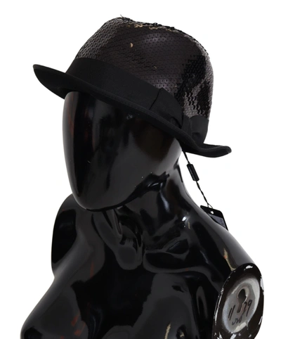 Shop Dolce & Gabbana Elegant Black Sequin Fedora Men's Hat