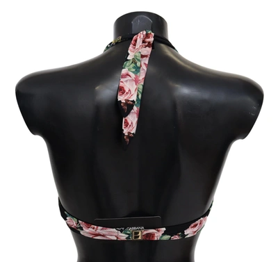Shop Dolce & Gabbana Elegant Black Floral Bikini Women's Top