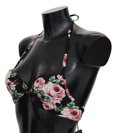 Shop Dolce & Gabbana Floral Romance Bikini Top Women's Swimwear In Black