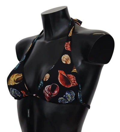 Shop Dolce & Gabbana Seashell Print Chic Bikini Women's Top In Black