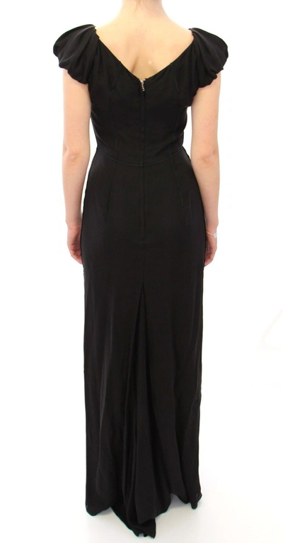 Shop Dolce & Gabbana Black Silk Shortsleeve Gown Maxi It Women's Dress