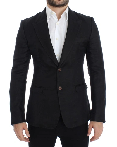 Dolce & Gabbana Black Silk Slim Fit Blazer In Black