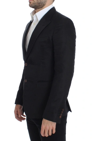 Dolce & Gabbana Black Silk Slim Fit Blazer In Black