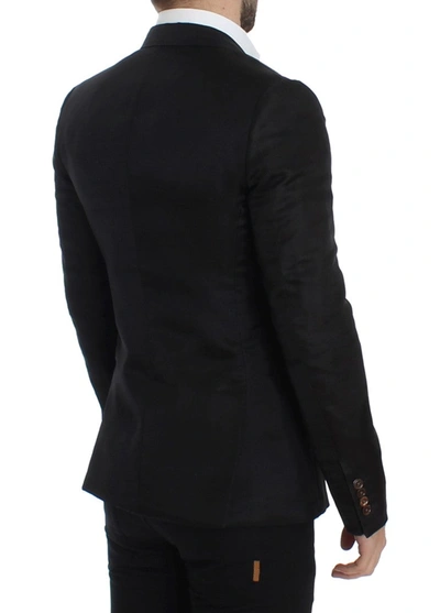 Dolce & Gabbana Black Silk Slim Fit Blazer In Black