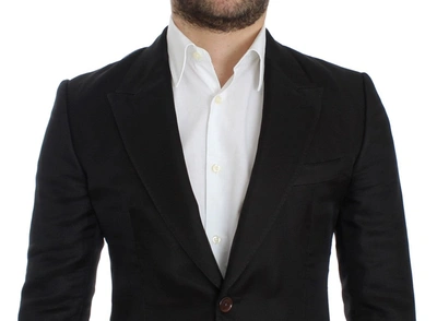 Shop Dolce & Gabbana Elegant Black Silk Blend Two-button Men's Blazer