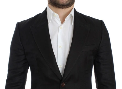 Dolce & Gabbana Black Silk Slim Fit Blazer In Black