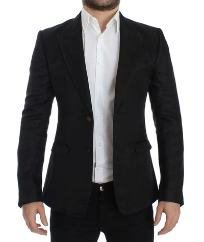 Dolce & Gabbana Black Silk Slim Fit Blazer In Black
