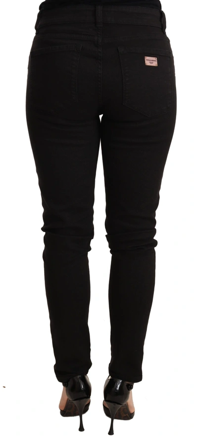 Shop Dolce & Gabbana Black Slim Fit Denim Cotton Stretch Women's Jeans