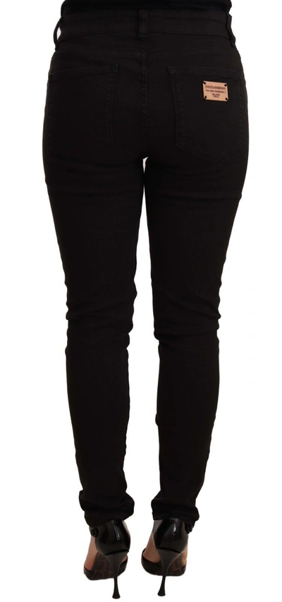 Shop Dolce & Gabbana Chic Black Mid-waist Skinny Denim Women's Jeans