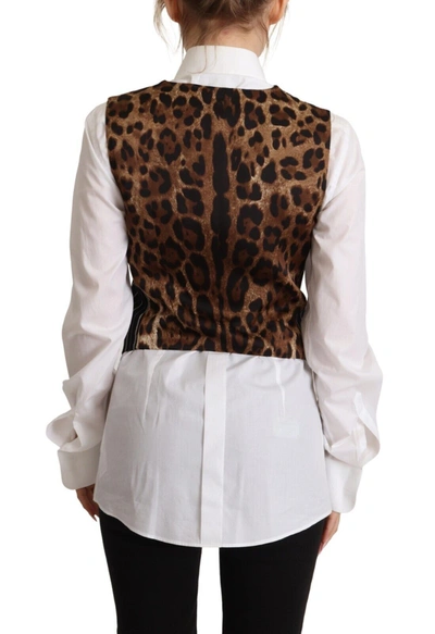 Shop Dolce & Gabbana Elegant V-neck Sleeveless Wool-blend Women's Vest In Black And Brown