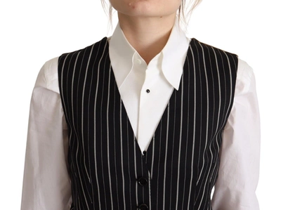 Shop Dolce & Gabbana Elegant V-neck Sleeveless Wool-blend Women's Vest In Black And Brown
