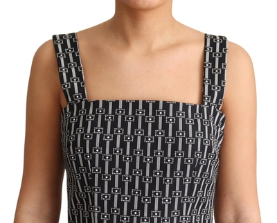 Dolce & Gabbana Black White Pattern Cotton A-line Dress In Black