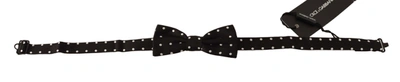 Shop Dolce & Gabbana Elegant Black Polka Dot Silk Bow Men's Tie