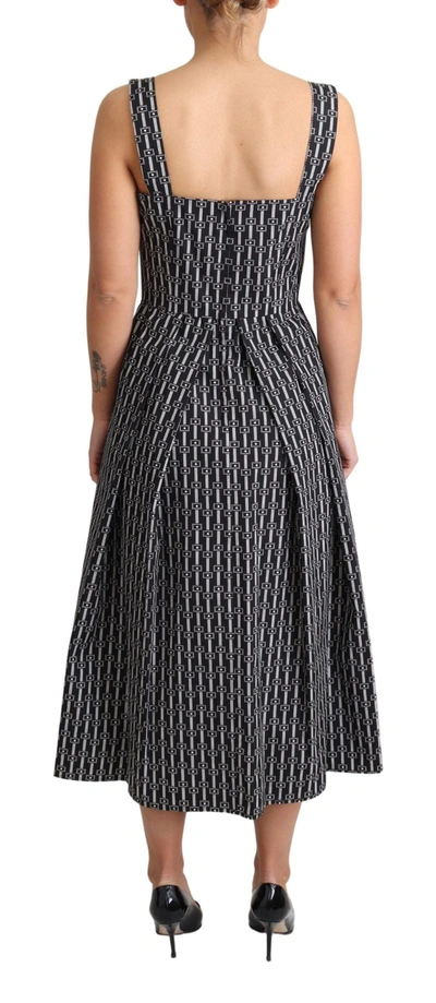 Dolce & Gabbana Black White Pattern Cotton A-line Dress In Black