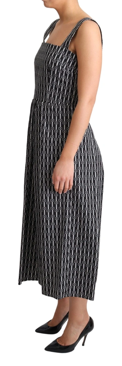 Dolce & Gabbana Black White Pattern Cotton A-line Dress In Black