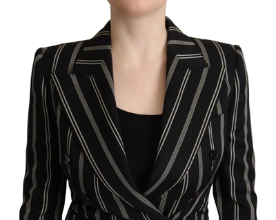 Shop Dolce & Gabbana Elegant Striped Wool Stretch Women's Jacket In Black/white