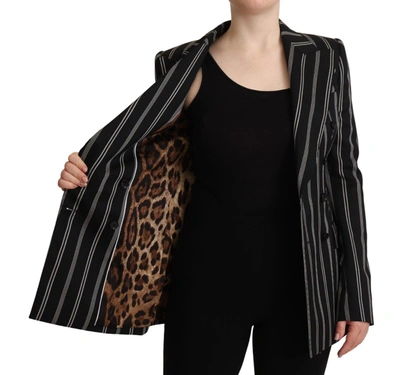 Shop Dolce & Gabbana Elegant Striped Wool Stretch Women's Jacket In Black/white