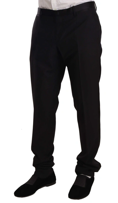 Dolce & Gabbana Black Wool Formal Tuxedo Trouser Pants In Black