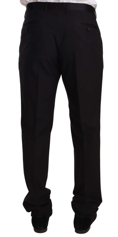 Dolce & Gabbana Black Wool Formal Tuxedo Trouser Pants In Black