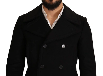 Shop Dolce & Gabbana Black Wool Mens Trench Peacoat Men's Jacket