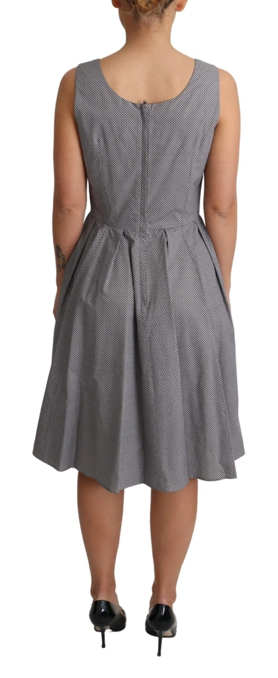 Dolce & Gabbana Blue Beige Geometric Cotton A-line Dress In Blue
